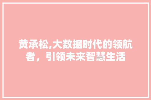 黄承松,大数据时代的领航者，引领未来智慧生活 搜狗SEO