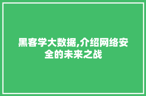 黑客学大数据,介绍网络安全的未来之战 必应SEO