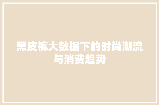 黑皮裤大数据下的时尚潮流与消费趋势 神马SEO