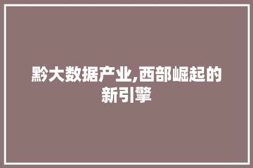 黔大数据产业,西部崛起的新引擎 百度SEO