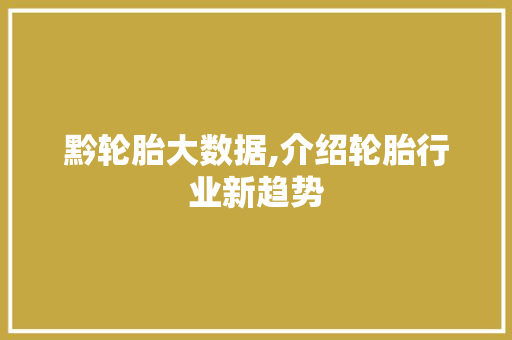 黔轮胎大数据,介绍轮胎行业新趋势 百度SEO