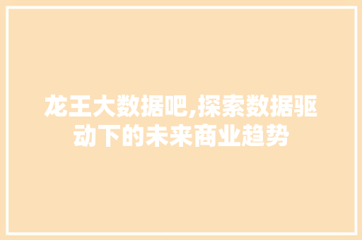 龙王大数据吧,探索数据驱动下的未来商业趋势 必应SEO