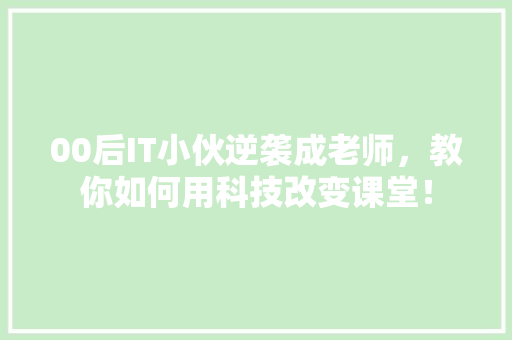 00后IT小伙逆袭成老师，教你如何用科技改变课堂！ 必应SEO