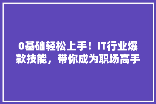 0基础轻松上手！IT行业爆款技能，带你成为职场高手 神马SEO