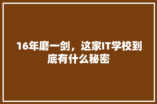 16年磨一剑，这家IT学校到底有什么秘密 GoogleSEO