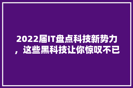 2022届IT盘点科技新势力，这些黑科技让你惊叹不已！ 搜狗SEO
