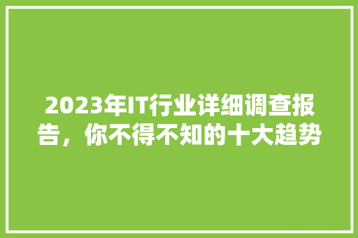 2023年IT行业详细调查报告，你不得不知的十大趋势