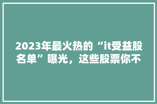 2023年最火热的“it受益股名单”曝光，这些股票你不可错过！ GoogleSEO