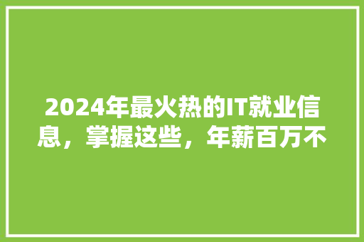 2024年最火热的IT就业信息，掌握这些，年薪百万不是梦！ 必应SEO