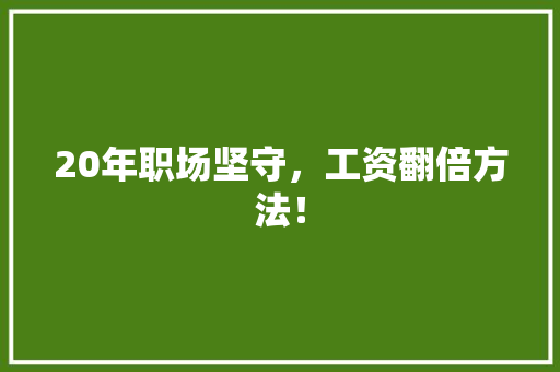 20年职场坚守，工资翻倍方法！ 神马SEO