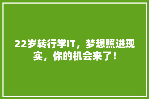 22岁转行学IT，梦想照进现实，你的机会来了！ GoogleSEO