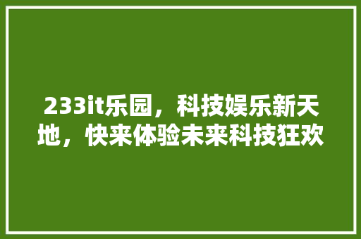 233it乐园，科技娱乐新天地，快来体验未来科技狂欢！ 必应SEO