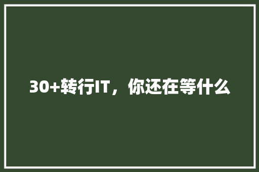 30+转行IT，你还在等什么 搜狗SEO