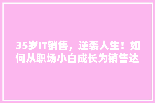 35岁IT销售，逆袭人生！如何从职场小白成长为销售达人！ 神马SEO