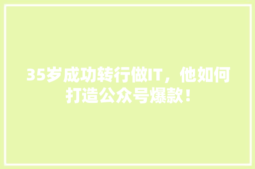 35岁成功转行做IT，他如何打造公众号爆款！ 必应SEO