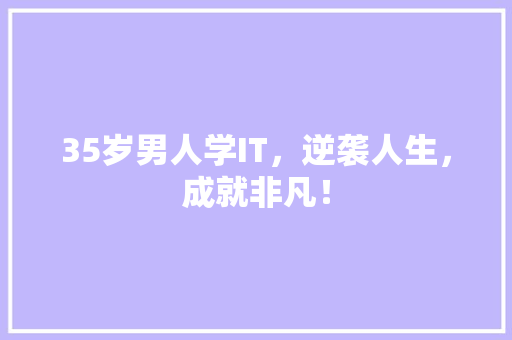 35岁男人学IT，逆袭人生，成就非凡！ GoogleSEO
