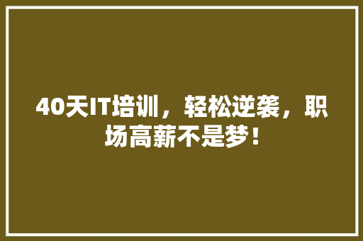 40天IT培训，轻松逆袭，职场高薪不是梦！ GoogleSEO