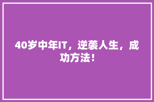 40岁中年IT，逆袭人生，成功方法！ 搜狗SEO