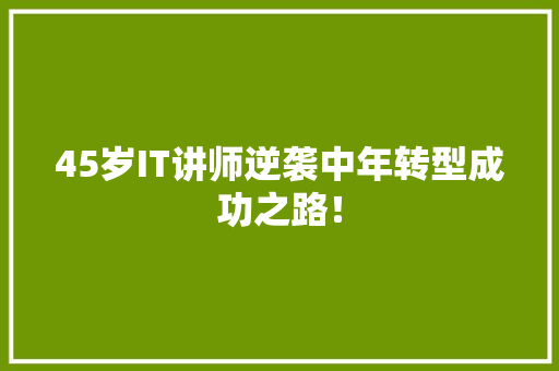 45岁IT讲师逆袭中年转型成功之路！ 必应SEO