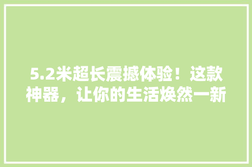 5.2米超长震撼体验！这款神器，让你的生活焕然一新！ 必应SEO