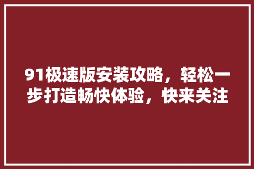 91极速版安装攻略，轻松一步打造畅快体验，快来关注学习！ 必应SEO