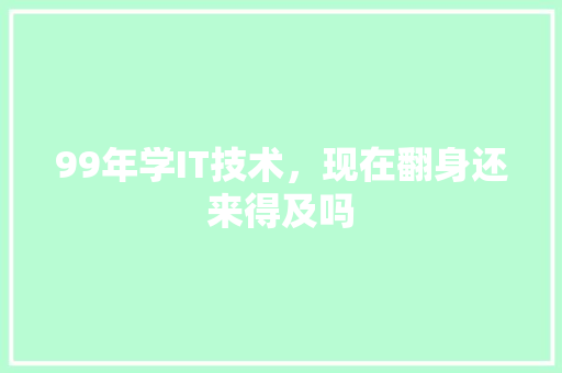 99年学IT技术，现在翻身还来得及吗 神马SEO