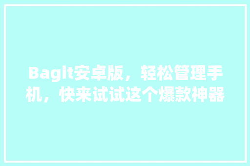 Bagit安卓版，轻松管理手机，快来试试这个爆款神器！ 搜狗SEO