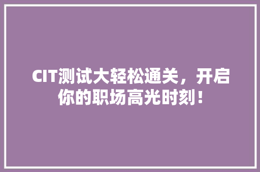CIT测试大轻松通关，开启你的职场高光时刻！ 神马SEO
