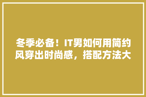 冬季必备！IT男如何用简约风穿出时尚感，搭配方法大公开！ 神马SEO