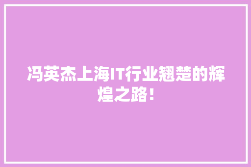 冯英杰上海IT行业翘楚的辉煌之路！ 搜狗SEO