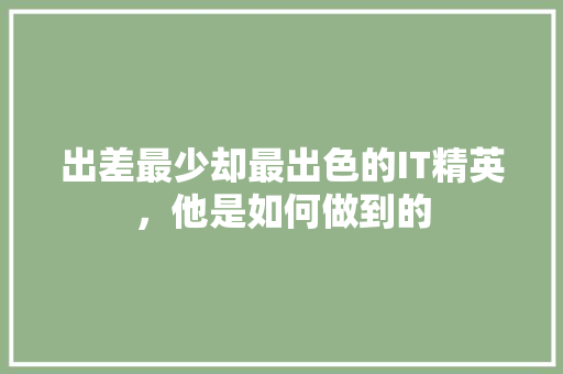 出差最少却最出色的IT精英，他是如何做到的 百度SEO