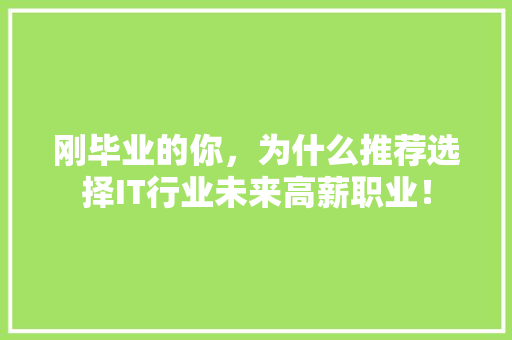 刚毕业的你，为什么推荐选择IT行业未来高薪职业！ 搜狗SEO