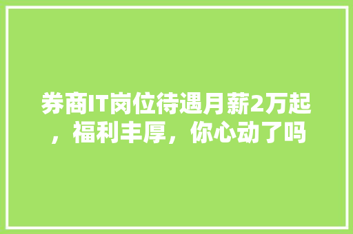 券商IT岗位待遇月薪2万起，福利丰厚，你心动了吗 百度SEO