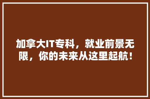 加拿大IT专科，就业前景无限，你的未来从这里起航！ 百度SEO