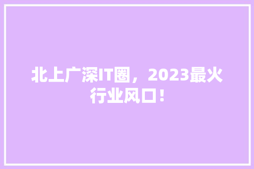 北上广深IT圈，2023最火行业风口！ 搜狗SEO