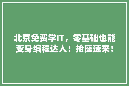 北京免费学IT，零基础也能变身编程达人！抢座速来！ 百度SEO