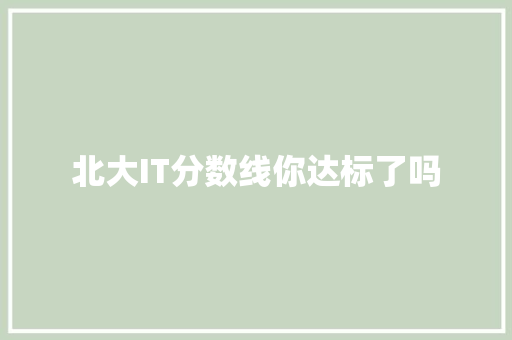 北大IT分数线你达标了吗 神马SEO