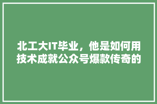 北工大IT毕业，他是如何用技术成就公众号爆款传奇的 搜狗SEO