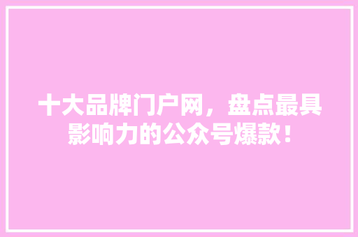 十大品牌门户网，盘点最具影响力的公众号爆款！ 必应SEO