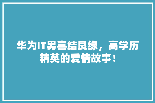 华为IT男喜结良缘，高学历精英的爱情故事！ GoogleSEO