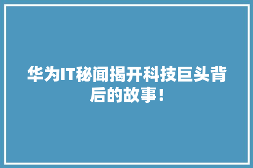 华为IT秘闻揭开科技巨头背后的故事！ 百度SEO