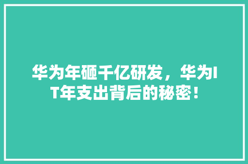 华为年砸千亿研发，华为IT年支出背后的秘密！ 搜狗SEO