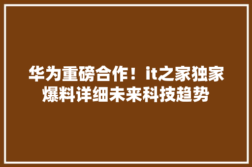 华为重磅合作！it之家独家爆料详细未来科技趋势 百度SEO