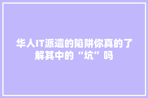 华人IT派遣的陷阱你真的了解其中的“坑”吗 必应SEO