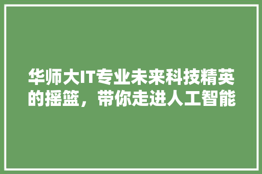 华师大IT专业未来科技精英的摇篮，带你走进人工智能时代！ 百度SEO