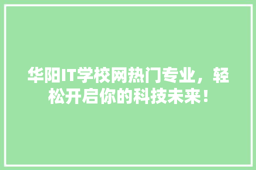 华阳IT学校网热门专业，轻松开启你的科技未来！ GoogleSEO