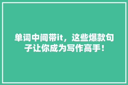 单词中间带it，这些爆款句子让你成为写作高手！ 神马SEO