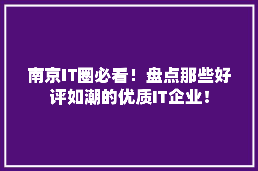 南京IT圈必看！盘点那些好评如潮的优质IT企业！ GoogleSEO