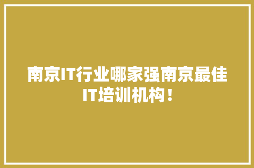 南京IT行业哪家强南京最佳IT培训机构！ 必应SEO