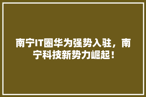 南宁IT圈华为强势入驻，南宁科技新势力崛起！ GoogleSEO